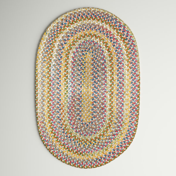 Andover Mills™ Orval Handmade Machine Braided Performance Beige/Green/Red Rug & Reviews Wayfair